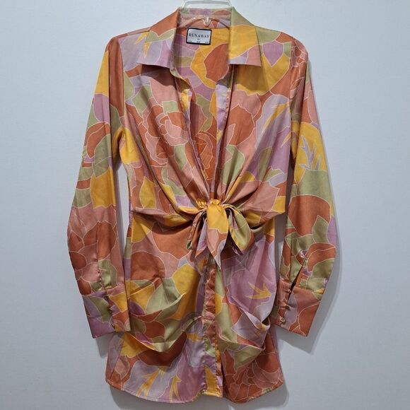 Runaway Ruby Mindy Mini Dress Sage Lightweight Woven Satin XS Fun Multi-color - Picture 12 of 17